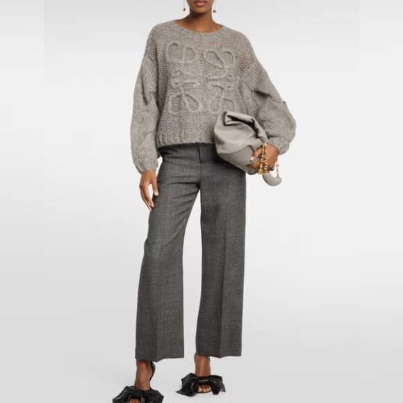 Loewe Anagram Cable-Knit Sleeve Gray pullover Sweater - Picture 1 of 11